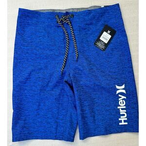 NWT Hurley Static Swim Board Shorts Blue Hydro 4-Way Stretch Mens Size 28 Surf